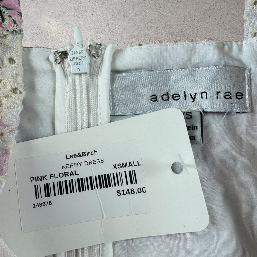 Adelyn Rae Kerry Eyelet Mini Dress Pink Floral Ruffles Pastel Size XS NWT - Picture 4 of 7